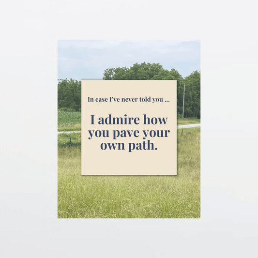 Supportive digital greeting card with encouragement message, gravel road background and gray border, optimized for mobile texting