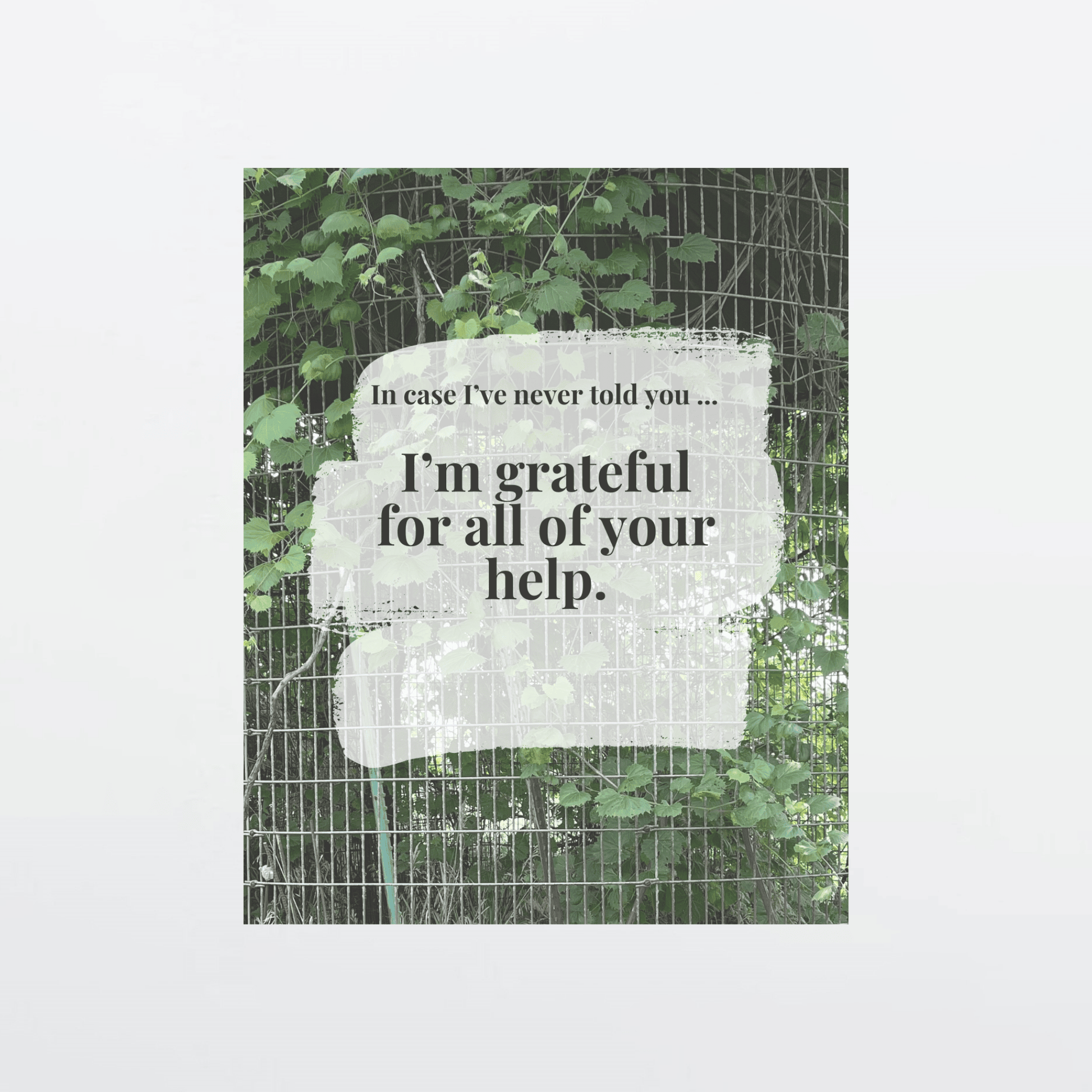 Supportive digital greeting card with encouragement message, corn crib background, and gray border, optimized for mobile texting