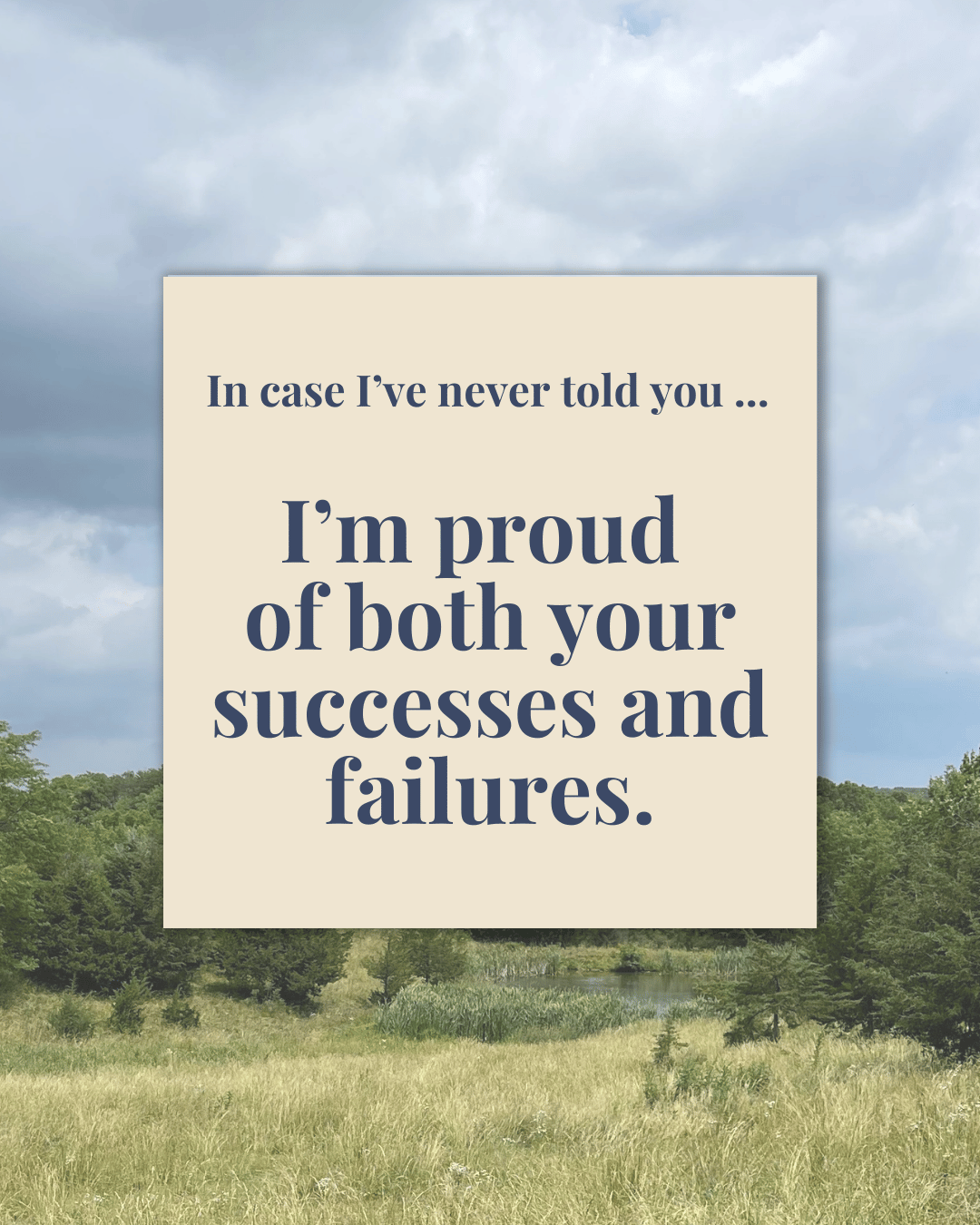 Supportive digital greeting card with encouragement message and rolling hills background, optimized for mobile texting