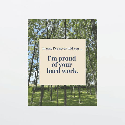 Supportive digital greeting card with encouragement message, walnut grove background and gray border, optimized for mobile texting