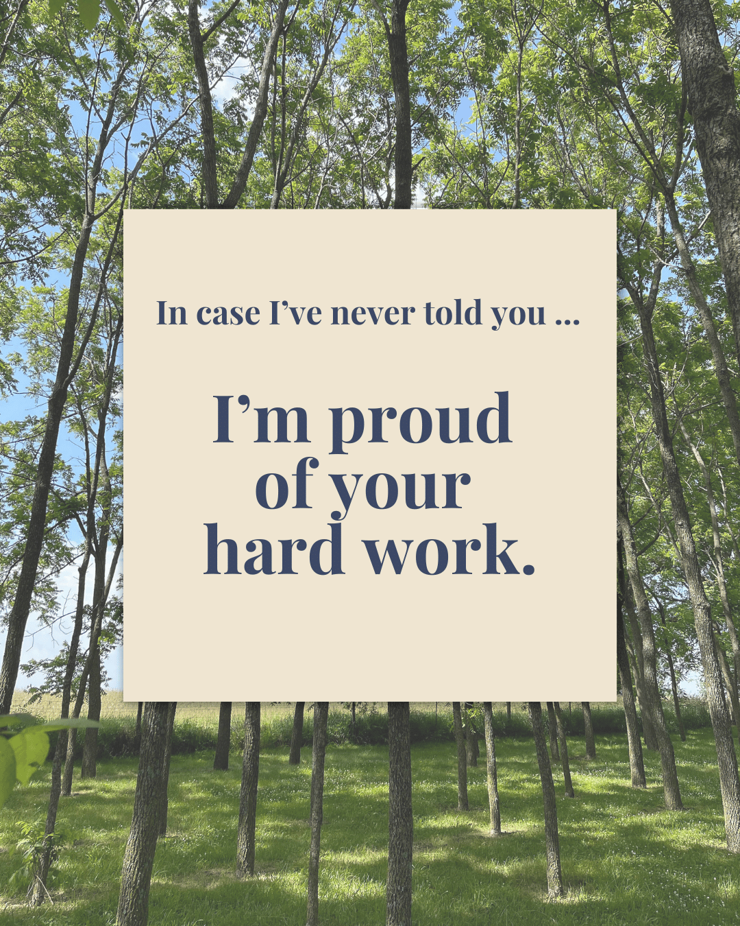 Supportive digital greeting card with encouragement message and walnut grove background, optimized for mobile texting